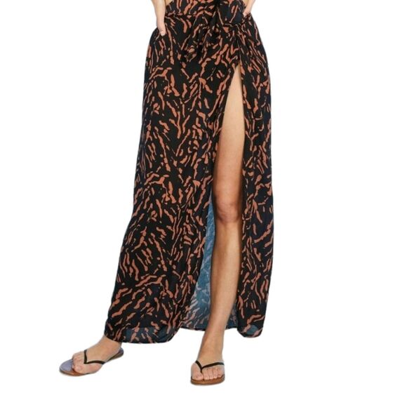 Shade & Shore Small Animal Print Knot Front Maxi Cover-Up Skirt New With Tags - Picture 1 of 7
